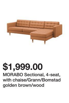 Ikea Morabo sectional, 4-seat, with chaise/grann/bomstad golden brown/wood offer