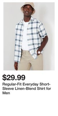 Old Navy Regular-fit everyday short-sleeve linen-blend shirt for men offer