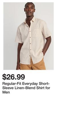 Old Navy Regular-fit everyday short-sleeve linen-blend shirt for men offer