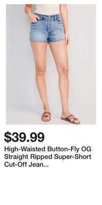Old Navy High-waisted button-fly og straight ripped super-short cut-off jean shorts for women -- 1.5-inch inseam offer