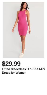 Old Navy Fitted sleeveless rib-knit mini dress for women offer