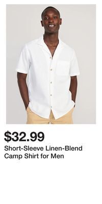 Old Navy Short-sleeve linen-blend camp shirt for men offer
