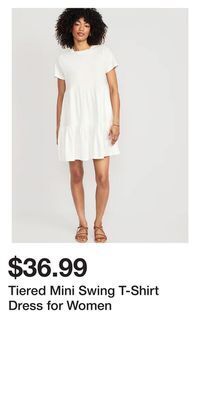 Old Navy Tiered mini swing t-shirt dress for women offer