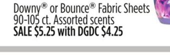 Dollar General Downy® or bounce® fabric sheets offer
