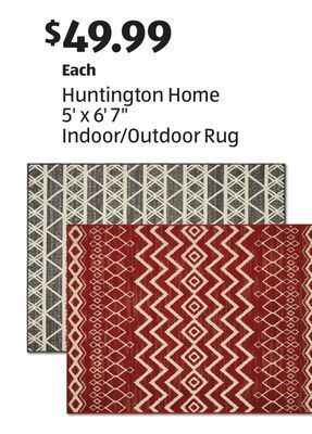 Aldi Huntington home 5' x 6' 7 indoor/outdoor rug offer