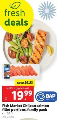Lidl Fish market chilean salmon fillet portions, family pack offer