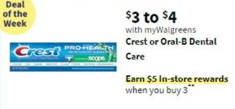 Walgreens Crest or Oral-B Dental Care offer