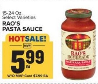 Food Lion Rao's Pasta Sauce 15-24 oz offer