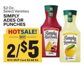Food Lion Simply Ades or Punches 52 oz offer