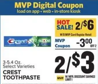 Food Lion Crest Toothpaste 3.5-5.4 oz offer