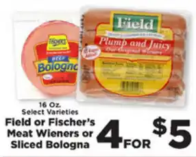 IGA Field Or Fischer's Meat Wieners Or Sliced Bologna 16 oz offer