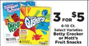 IGA Betty Crocker or Mott's Fruit Snacks offer