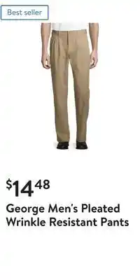 Walmart George men's pleated wrinkle resistant pants offer