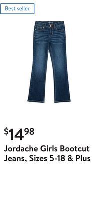 Walmart Jordache girls bootcut jeans, sizes 5-18 & plus offer