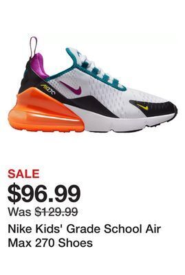 Dick's Sporting Goods Nike kids' grade school air max 270 shoes offer