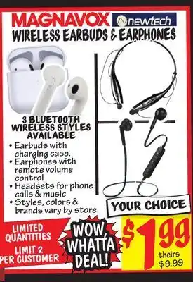 Ollie's Magnavox newtech wireless & earbuds & earphones offer