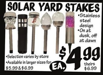 Ollie's Solar yard stakes offer