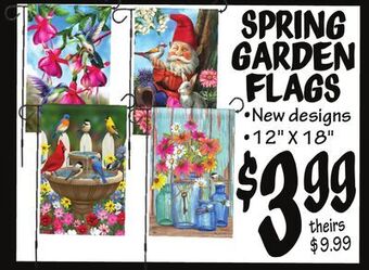 Ollie's Spring garden flags offer