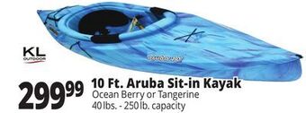 Ocean State Job Lot Kl outdoor aruba 10' sit-in kayak, ocean berry offer