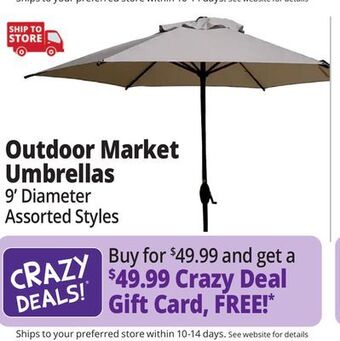 Ocean State Job Lot Outdoor market umbrellas offer