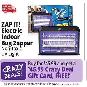 Ocean State Job Lot Zap it! electric indoor bug zapper with non-toxic attractant uv light and electric shock offer