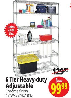 Ocean State Job Lot 6-tier heavy-duty adjustable wire shelving offer