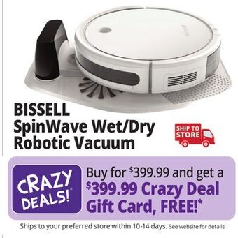 Ocean State Job Lot Bissell spinwave wet and dry robotic vacuum offer