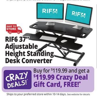 Ocean State Job Lot Rif6 37 adjustable height standing desk converter offer