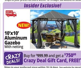 Ocean State Job Lot Aluminum insulated 10' x 10' gazebo, charcoal gray offer
