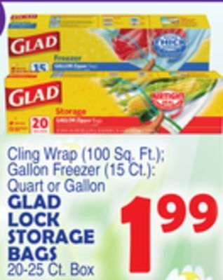 Bravo Supermarkets Glad lock storage bags 20-25 ct. box offer