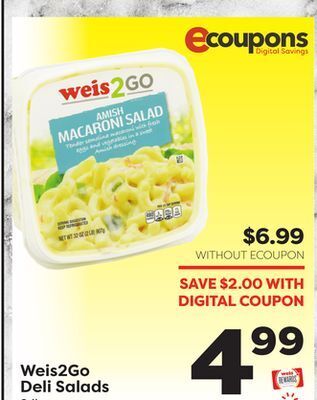 Weis Markets Weis2go deli salads offer