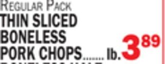 C Town Thin sliced boneless pork chops offer