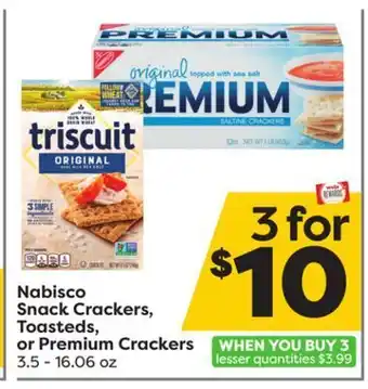 Weis Markets Nabisco snack crackers, toasteds, or premium crackers offer