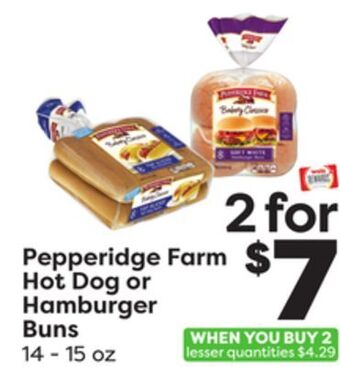 Weis Markets Pepperidge farm hot dog or hamburger buns offer