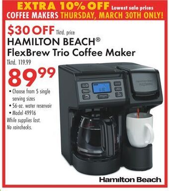 Boscov's Hamilton beach® flexbrew trio coffee maker offer
