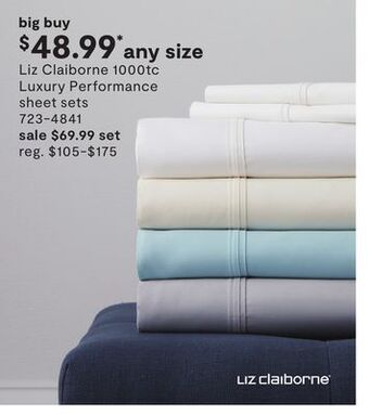 JC Penney Liz claiborne 1000tc luxury performance sheet sets offer