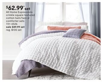 JC Penney All home expressions crinkle square textured cotton twin/twin xl comforter sets offer