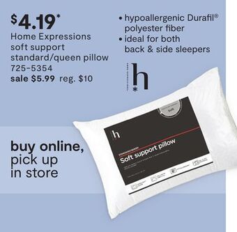 JC Penney Home expressions soft support standard/queen pillow offer