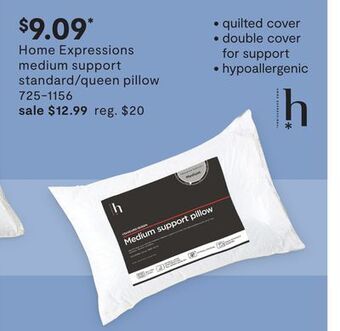 JC Penney Home expressions medium support standard/queen pillow offer