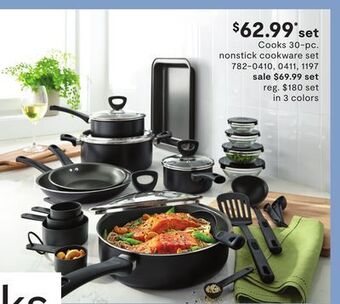 JC Penney Cooks 30-pc. nonstick cookware set offer