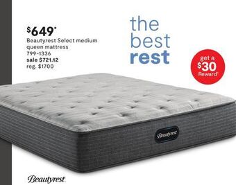 JC Penney Beautyrest select medium queen mattress offer