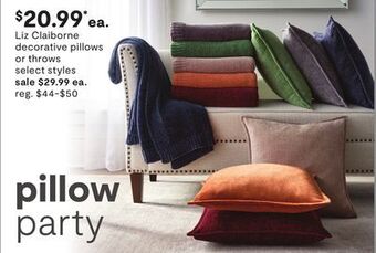 JC Penney Liz claiborne decorative pillows or throws offer