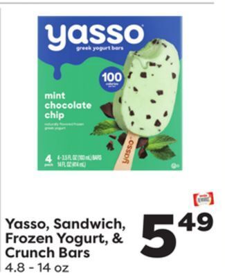 Weis Markets Yasso, sandwich, frozen yogurt, & crunch bars offer