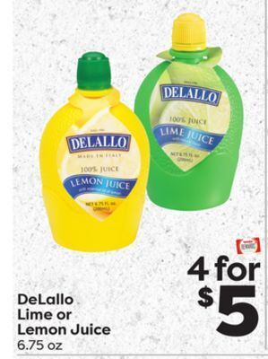 Weis Markets Delallo lime or lemon juice offer
