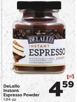 Weis Markets Delallo instant espresso powder offer