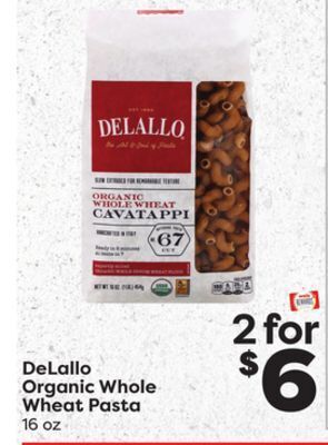 Weis Markets Delallo organic whole wheat pasta offer