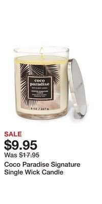 Bath & Body Works Coco paradise signature single wick candle offer