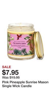 Bath & Body Works Pink pineapple sunrise mason single wick candle offer
