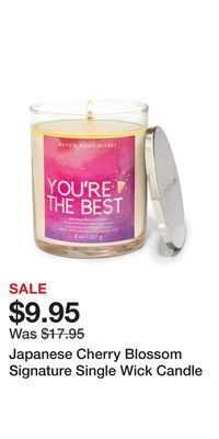 Bath & Body Works Japanese cherry blossom signature single wick candle offer