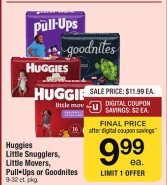 ACME Huggies little snugglers, little movers, pull ups or goodnites offer